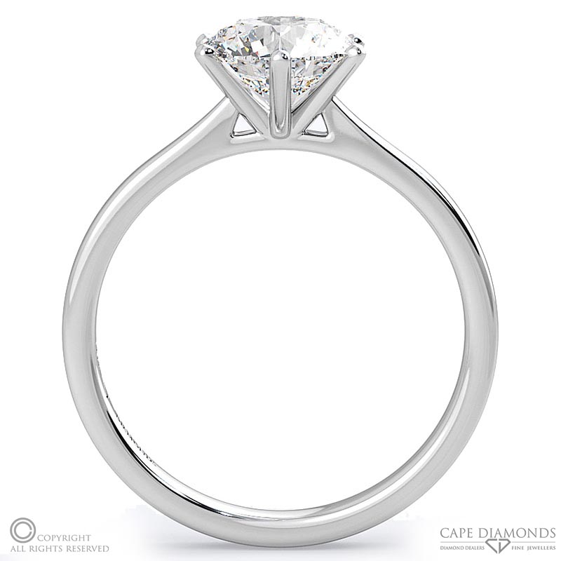 round solitaire 6 claw natural diamond engagement ring white gold with 9k white gold metal and round shape diamond