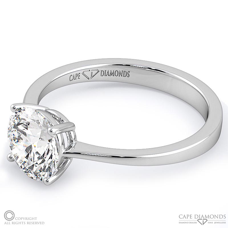 solitaire 4-claw round natural diamond engagement ring white gold with 9k white gold metal and round shape diamond