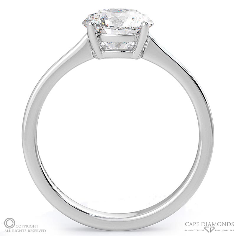 solitaire 4-claw round natural diamond engagement ring white gold with 9k white gold metal and round shape diamond