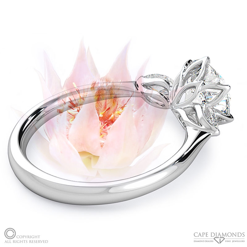 blushing bride trilogy natural diamond engagement ring white gold with 9k white gold metal and round shape diamond