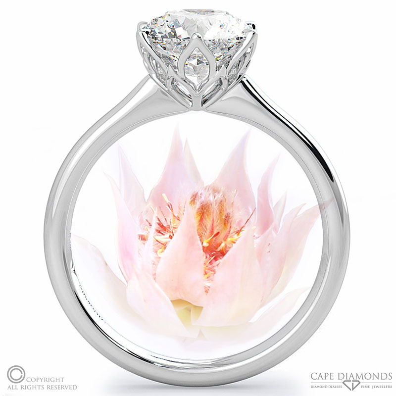 round blushing bride natural diamond engagement ring white gold with 9k white gold metal and round shape diamond