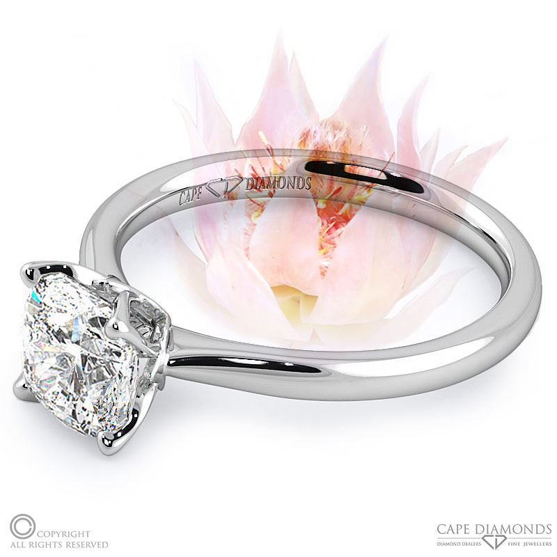 blushing bride cushion cut natural diamond engagement ring white gold with 9k white gold metal and cushion shape diamond