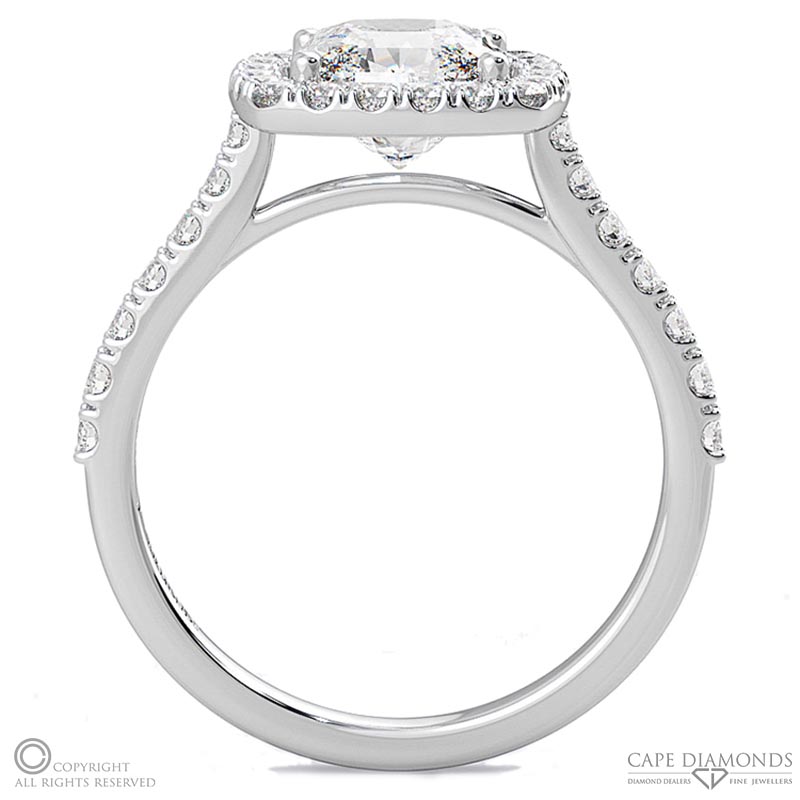 cushion cut natural diamond halo setting natural diamond engagement ring white gold with 9k white gold metal and cushion shape diamond