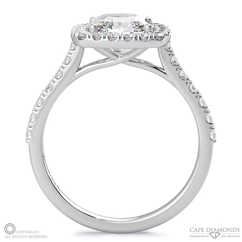 twist cushion halo natural diamond engagement ring white gold side natural diamonds with 9k white gold metal and cushion shape diamond