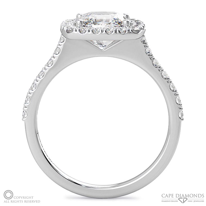 solid cushion halo natural diamond engagement ring white gold with 9k white gold metal and cushion shape diamond