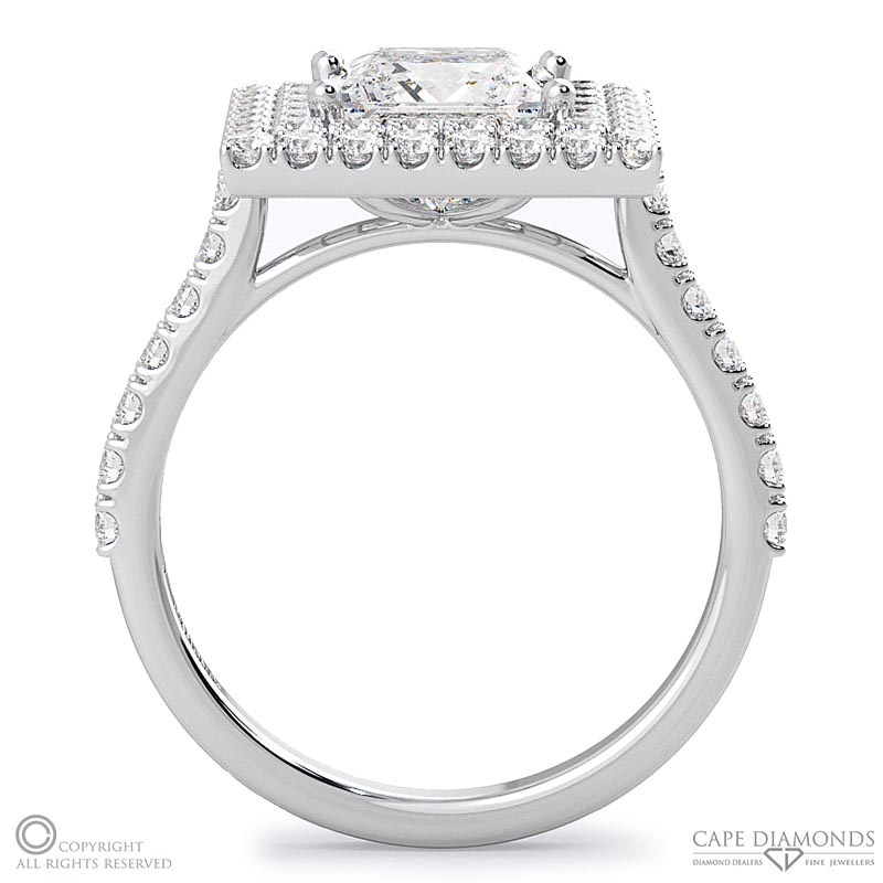princess cut natural diamond double halo engagement ring white gold with 9k white gold metal and princess shape diamond