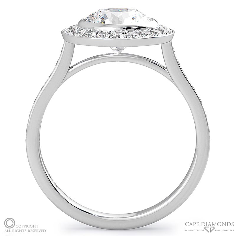 tube setting natural diamond engagement ring white gold with 9k white gold metal and round shape diamond