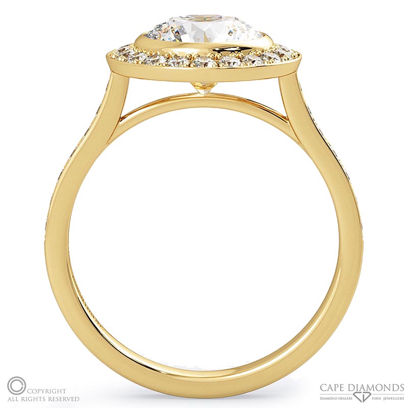 tube setting natural diamond engagement ring yellow gold with 9k yellow gold metal and round shape diamond