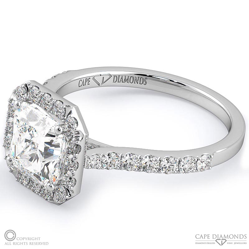 wholesale radiant halo natural diamond engagement ring platinum with platinum metal and radiant shape diamond