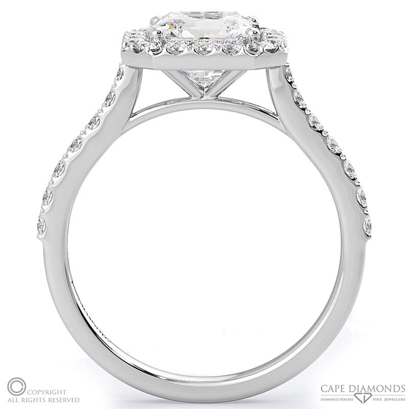 wholesale radiant halo natural diamond engagement ring platinum with platinum metal and radiant shape diamond