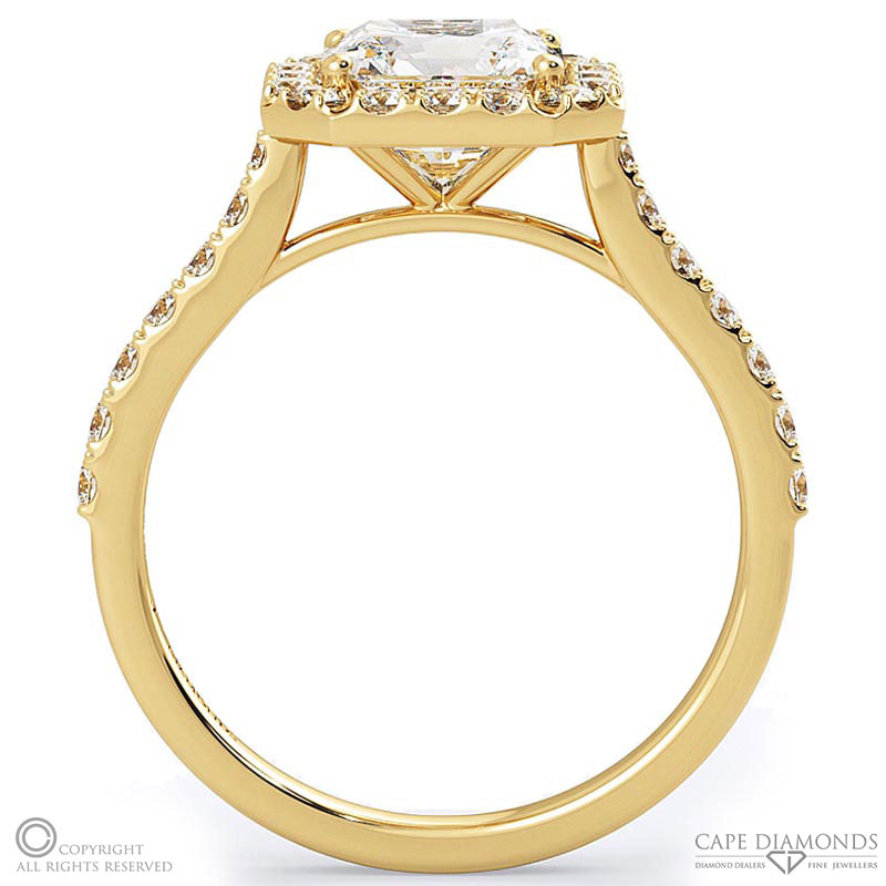wholesale radiant halo natural diamond engagement ring yellow gold with 9k yellow gold metal and radiant shape diamond