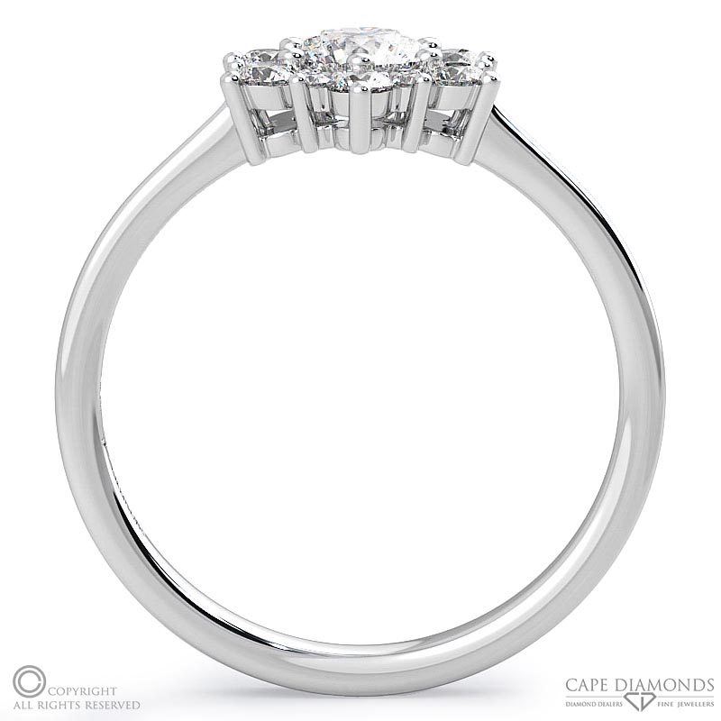 snowflake designed halo natural diamond engagement ring white gold with 9k white gold metal and round shape diamond