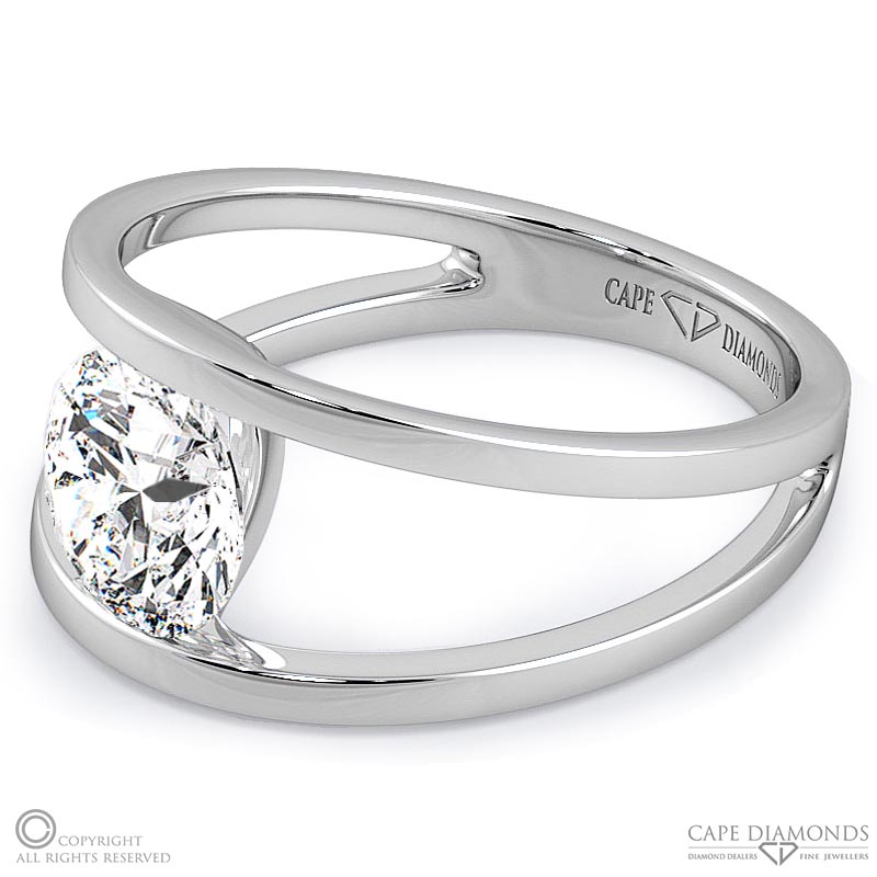 split band natural diamond engagement ring white gold with 9k white gold metal and round shape diamond