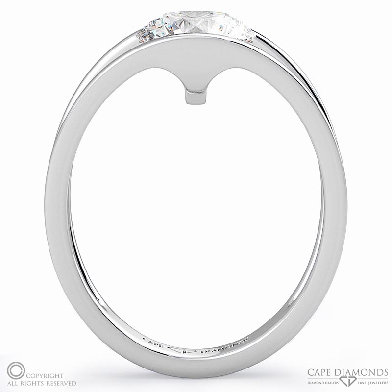split band natural diamond engagement ring white gold with 9k white gold metal and round shape diamond