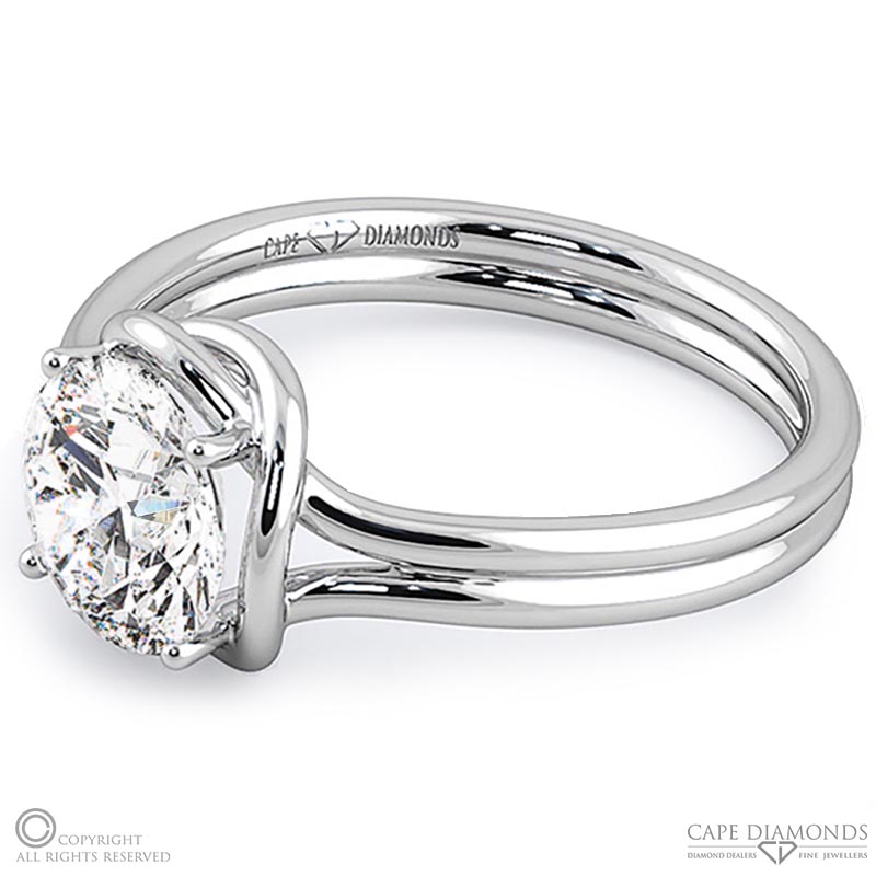 solitaire knot natural diamond engagement ring white gold with 9k white gold metal and round shape diamond