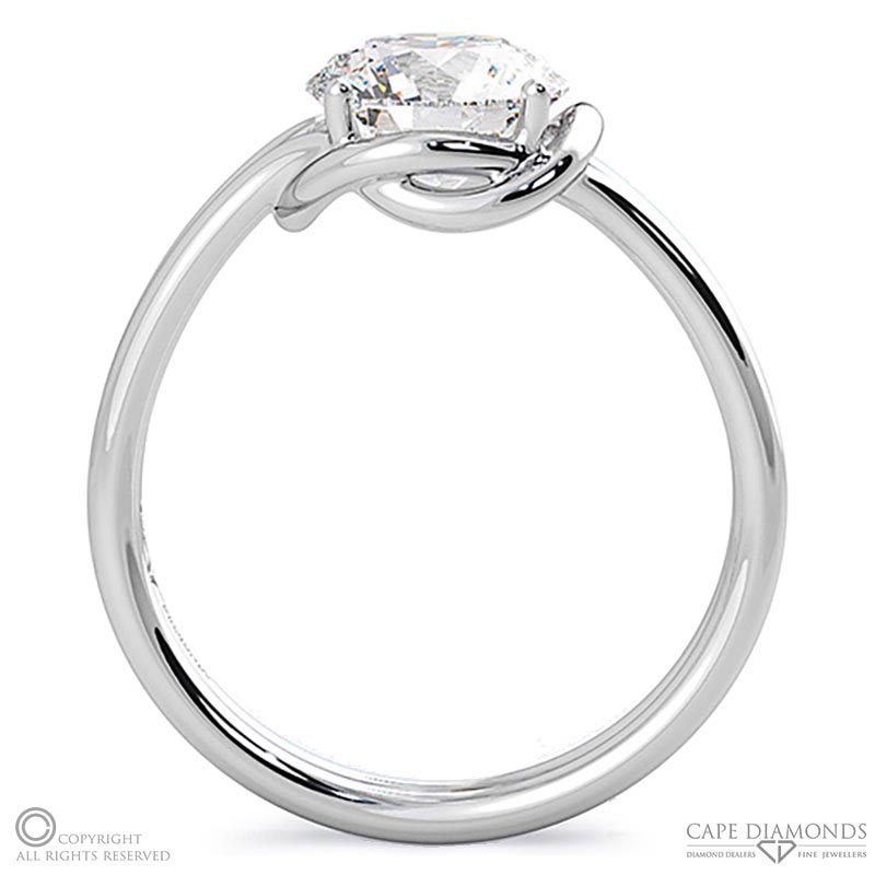 solitaire knot natural diamond engagement ring white gold with 9k white gold metal and round shape diamond