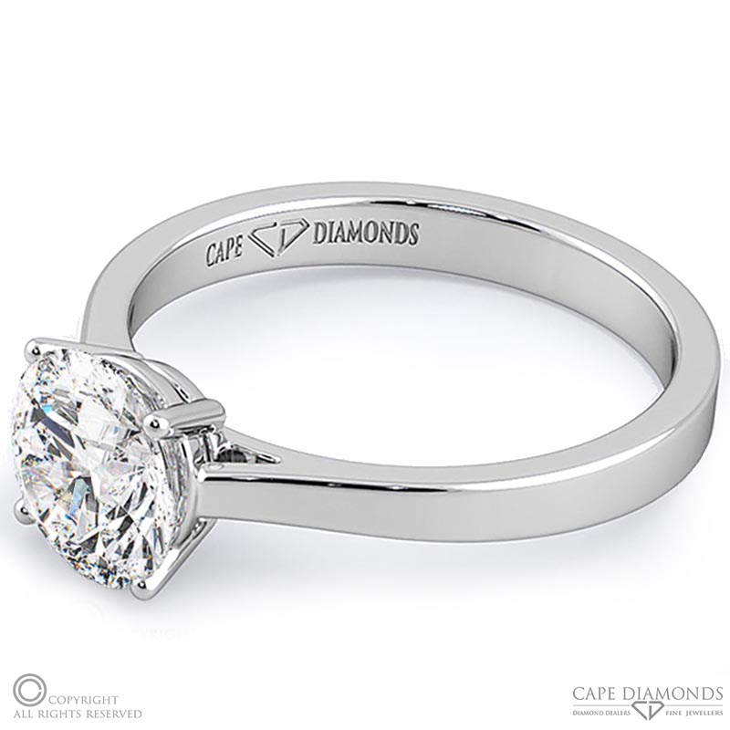 4 claw solitaire natural diamond engagement ring white gold with 9k white gold metal and round shape diamond
