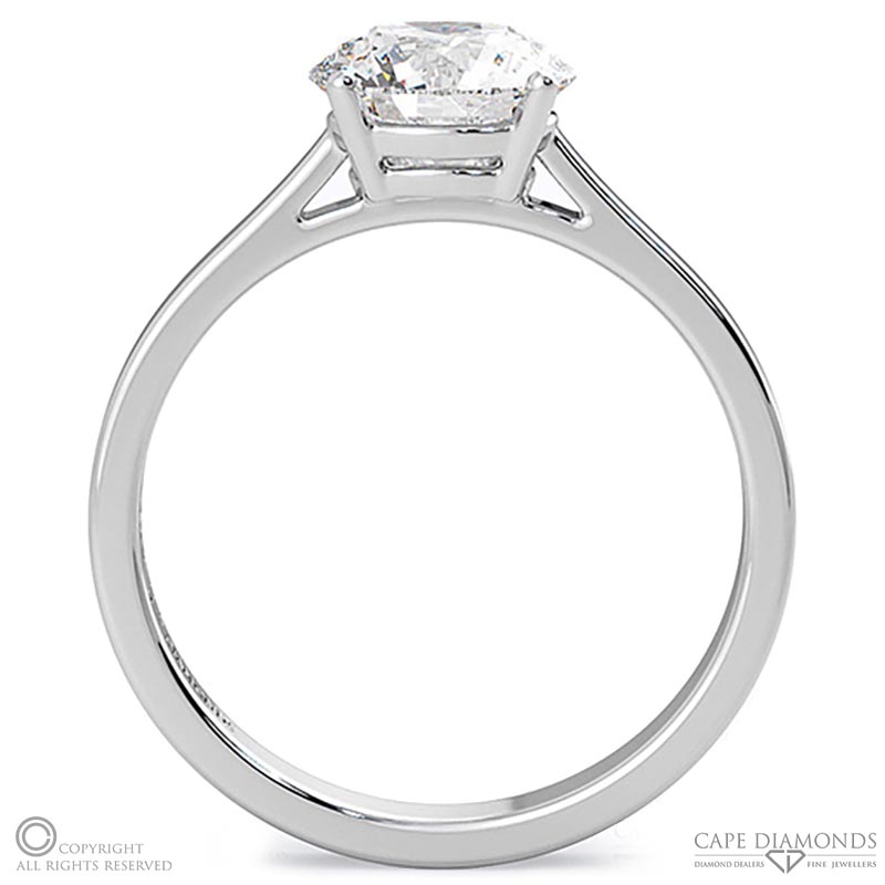4 claw solitaire natural diamond engagement ring white gold with 9k white gold metal and round shape diamond