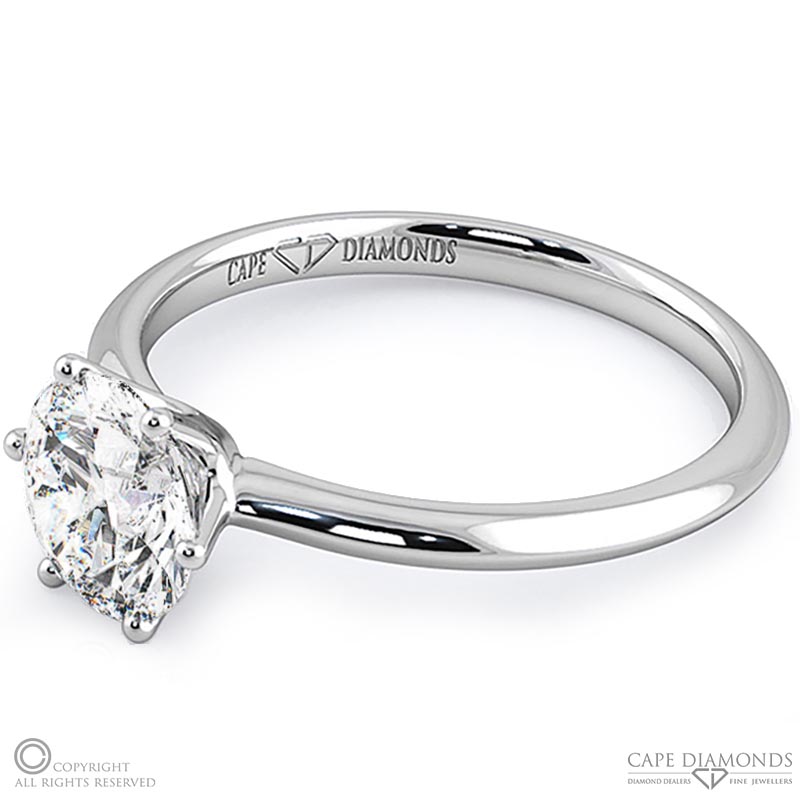 6 claw natural diamond engagement ring white gold with 9k white gold metal and round shape diamond