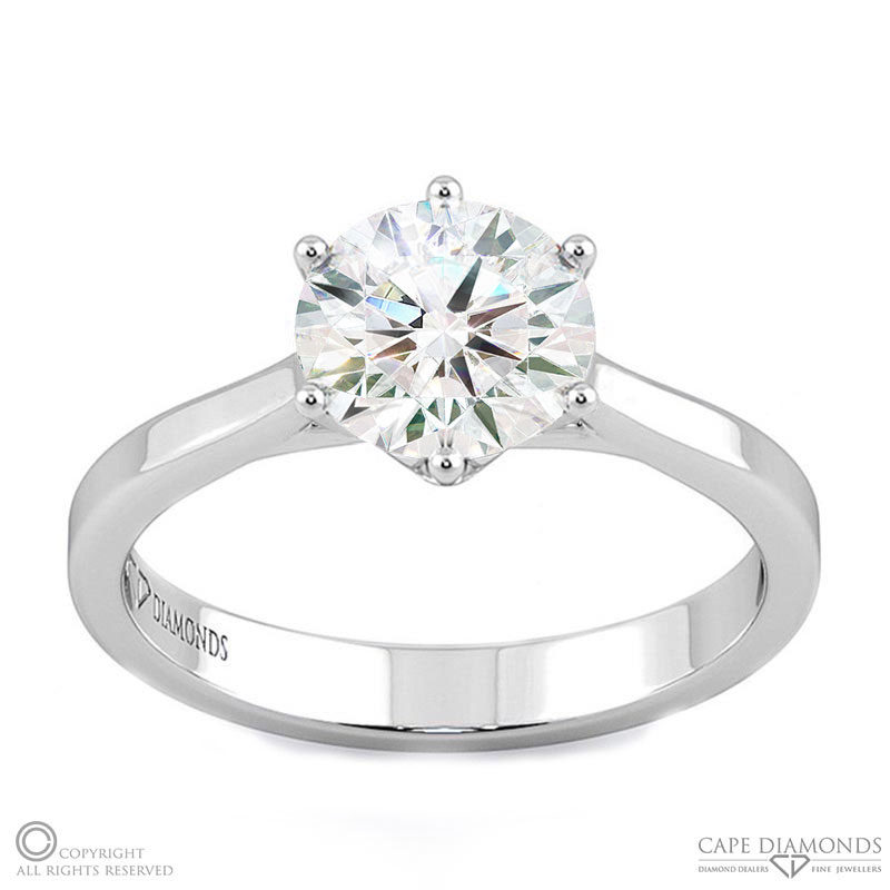 unique 6 claw flawless natural diamond engagement ring white gold with 9k white gold metal and round shape diamond