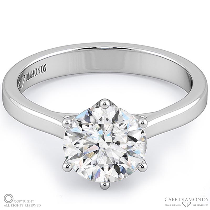 unique 6 claw flawless natural diamond engagement ring white gold with 9k white gold metal and round shape diamond