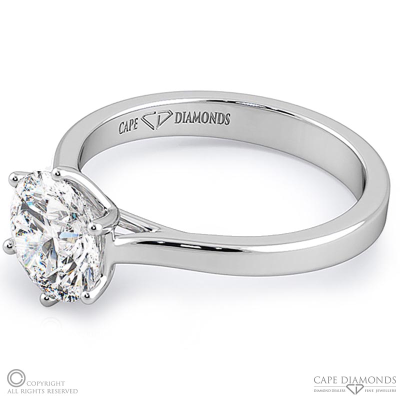 unique 6 claw flawless natural diamond engagement ring white gold with 9k white gold metal and round shape diamond