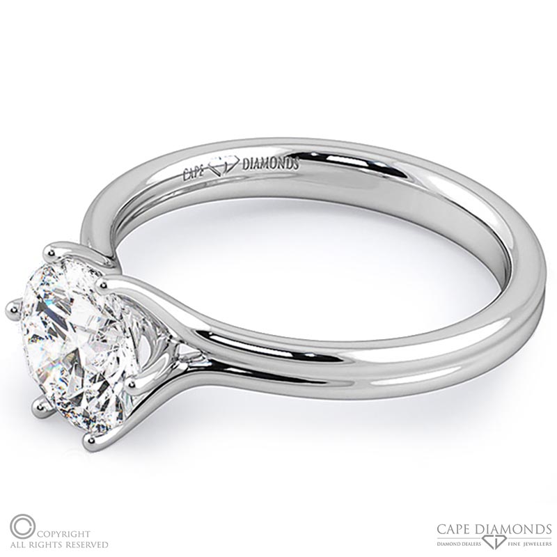 six claw solitaire natural diamond engagement ring white gold with 9k white gold metal and round shape diamond