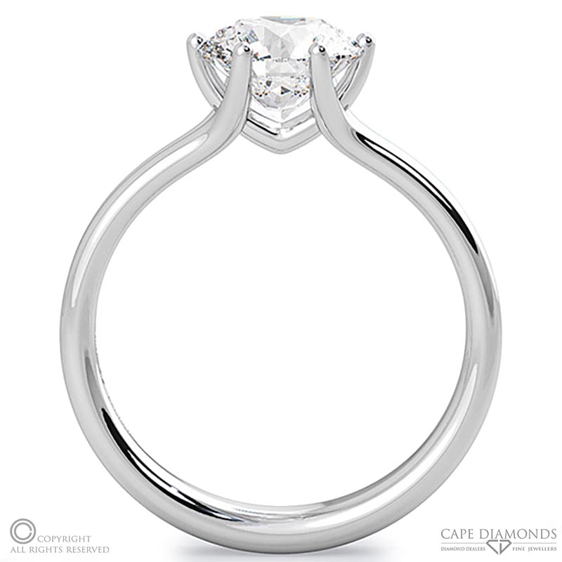 six claw solitaire natural diamond engagement ring white gold with 9k white gold metal and round shape diamond