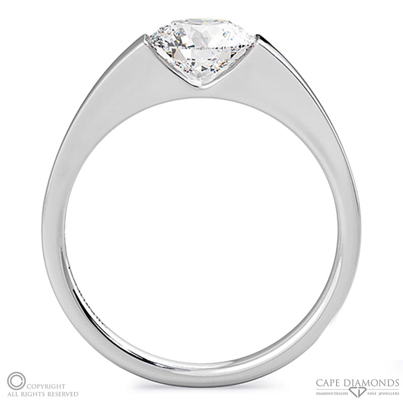 solitaire tension natural diamond engagement ring white gold with 9k white gold metal and round shape diamond