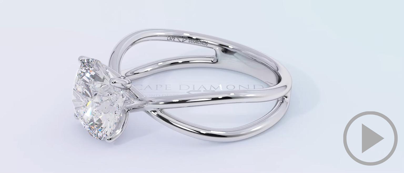 Cross Over Split Band Natural Diamond Engagement Ring White Gold top video