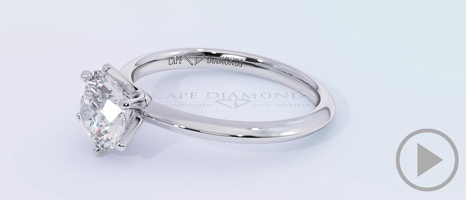 Classic Traditional 6 Claw Solitaire Natural Diamond Engagement Ring White Gold top video