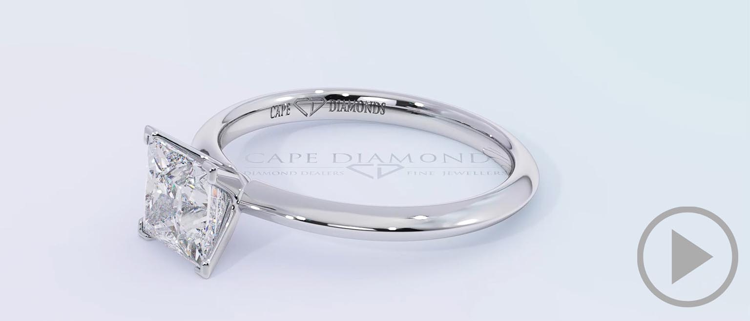 Princess Cut 4 Claw Natural Diamond Engagement Ring White Gold top video