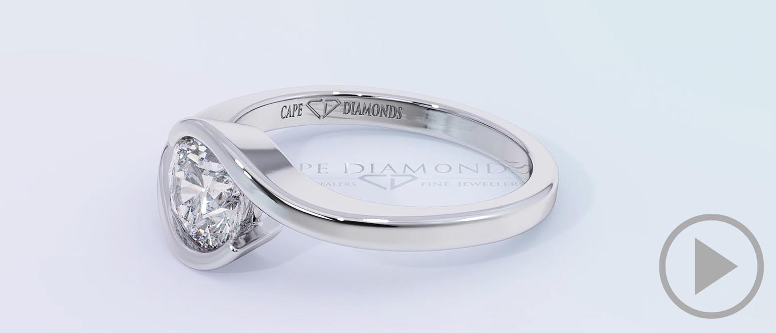 Round Twist Natural Diamond Engagement Ring White Gold top video