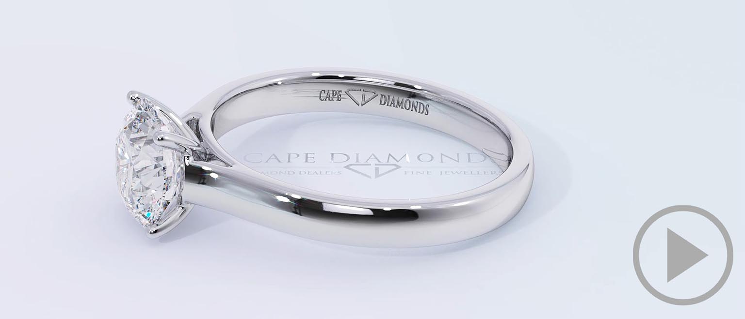 Four Claw Raised Solitaire Natural Diamond Engagement Ring White Gold top video