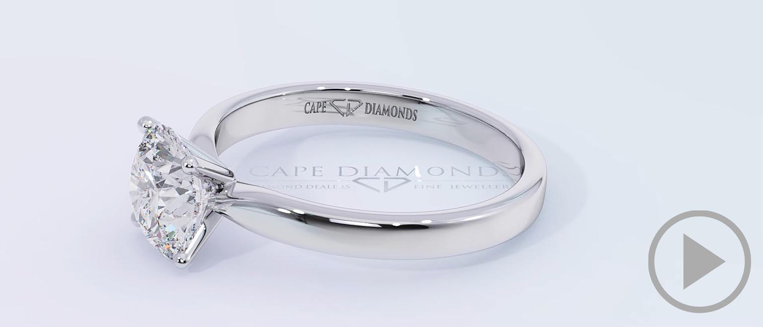 Round Natural Diamond Straight 4-claw Setting Engagement Ring White Gold top video