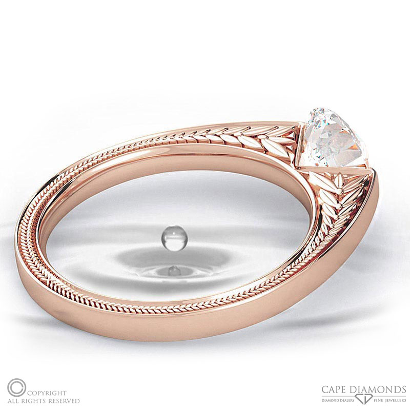 loving engraved soul natural diamond engagement ring rose gold with 9k rose gold metal and round shape diamond