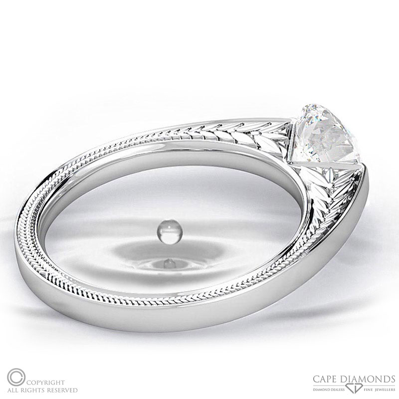 loving engraved soul natural diamond engagement ring white gold with 9k white gold metal and round shape diamond