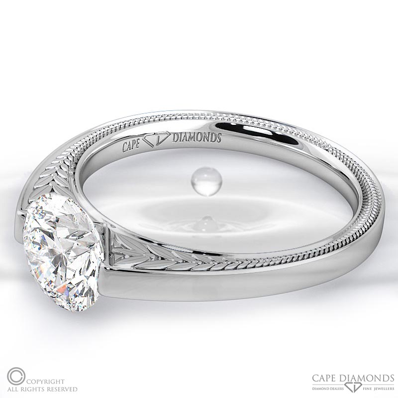 loving engraved soul natural diamond engagement ring white gold with 9k white gold metal and round shape diamond