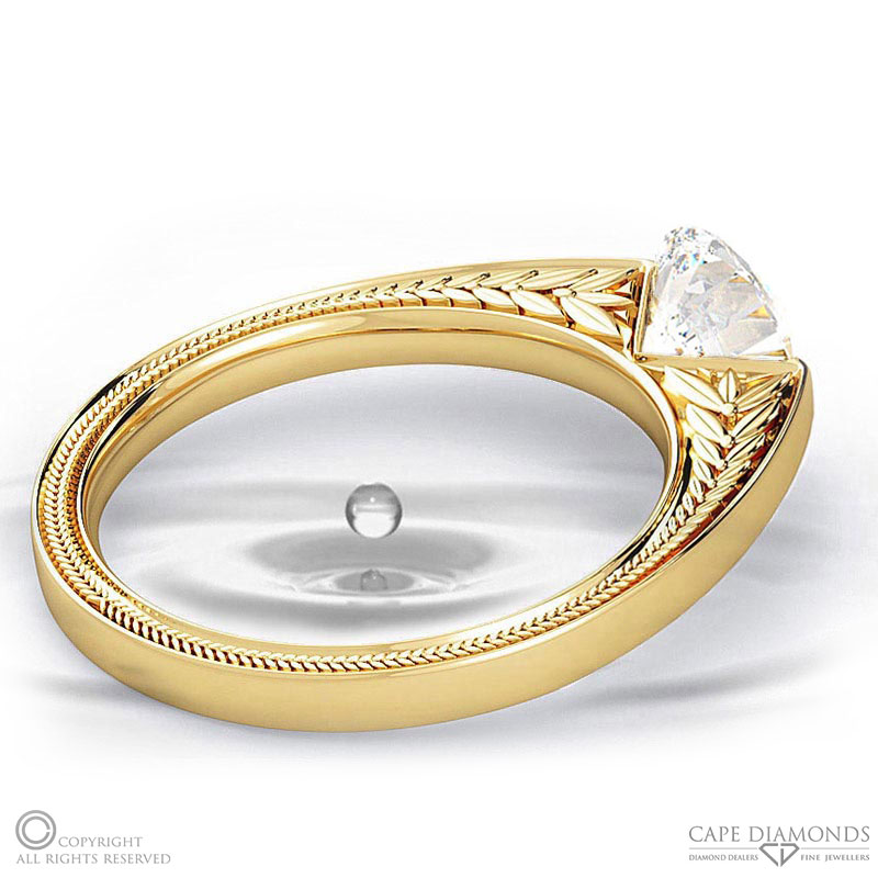 loving engraved soul natural diamond engagement ring yellow gold with 9k yellow gold metal and round shape diamond