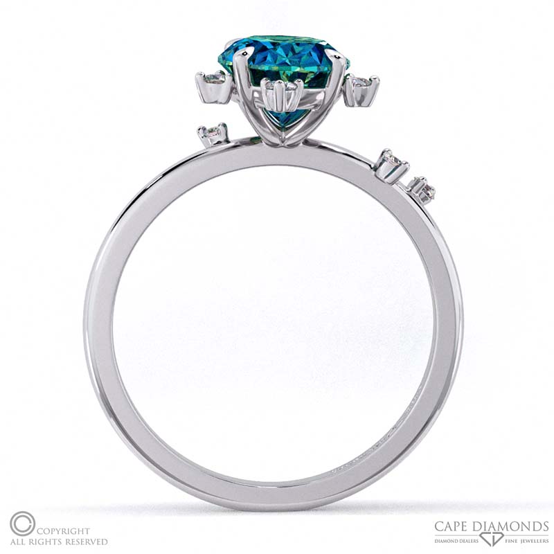 southern cross star alexandrite celestial oval engagement ring platinum with platinum metal and oval shape diamond