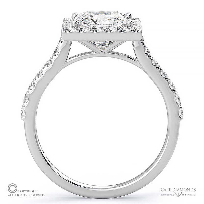 unique princess cut natural diamond halo engagement ring white gold with 9k white gold metal and princess shape diamond