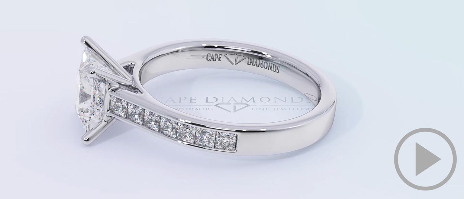 Princess Cut Natural Diamond 4-Claw Setting Channel Princess Natural Diamonds top video