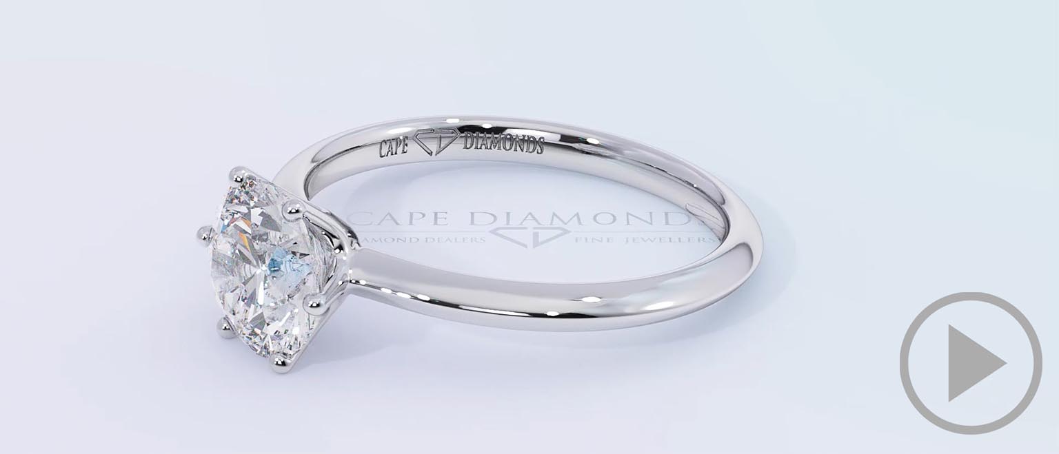 6 Claw Natural Diamond Engagement Ring White Gold top video