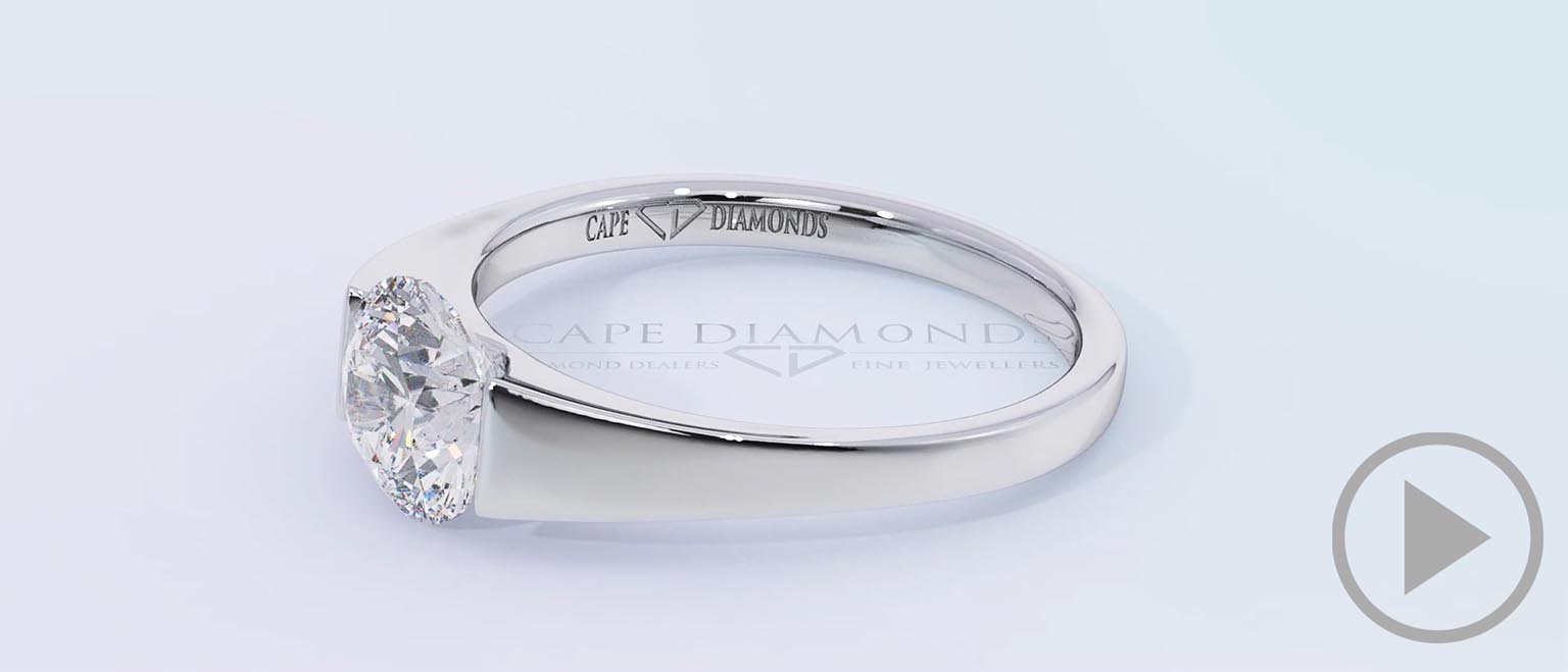 Solitaire Tension Natural Diamond Engagement Ring White Gold top video