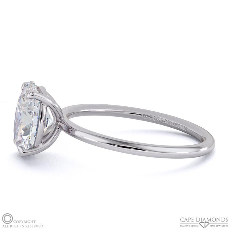 oval solitaire natural diamond ring white gold with cat claw setting with 9k white gold metal and oval shape diamond