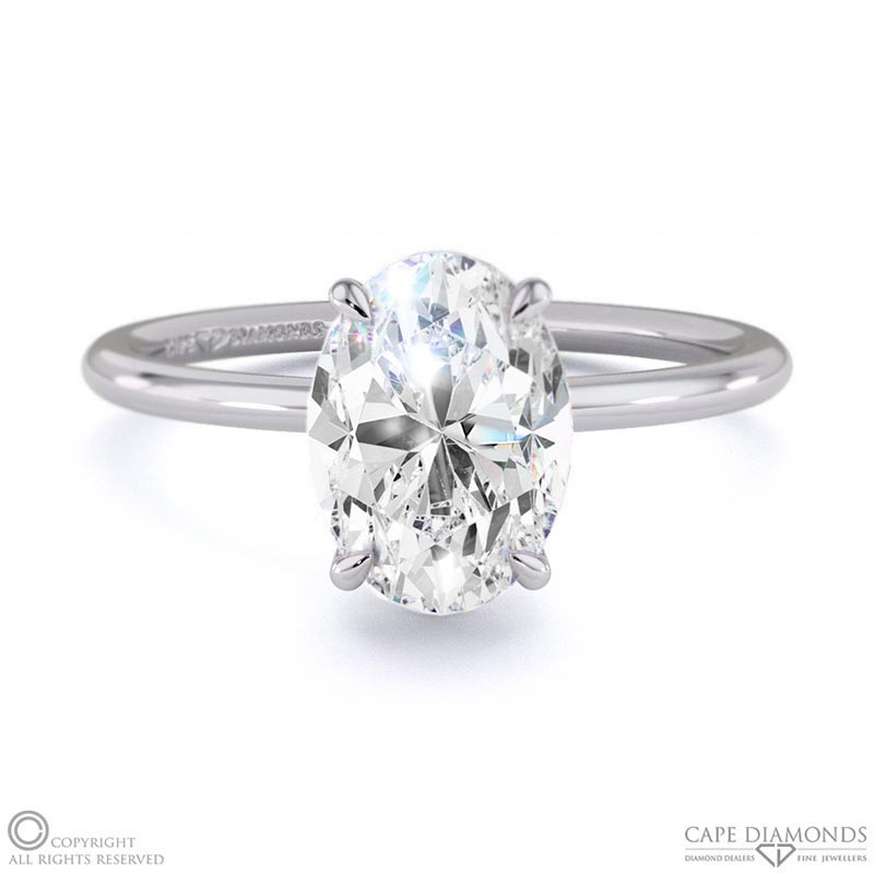 oval solitaire natural diamond ring white gold with cat claw setting with 9k white gold metal and oval shape diamond