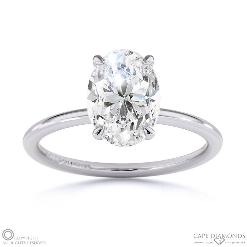 oval solitaire natural diamond ring white gold with cat claw setting with 9k white gold metal and oval shape diamond
