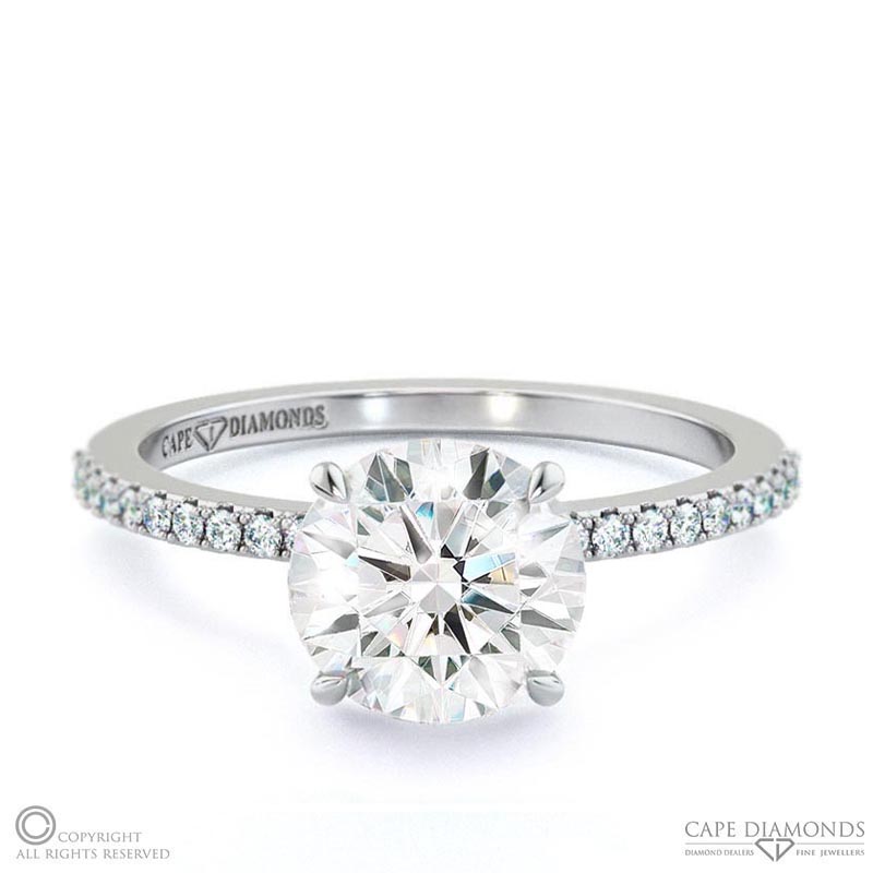 hidden halo round natural diamond 4 claw engagement ring white gold with 9k white gold metal and round shape diamond
