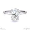 hidden halo oval natural diamond engagement ring on half-rounded white gold band with 9k white gold metal and oval shape diamond