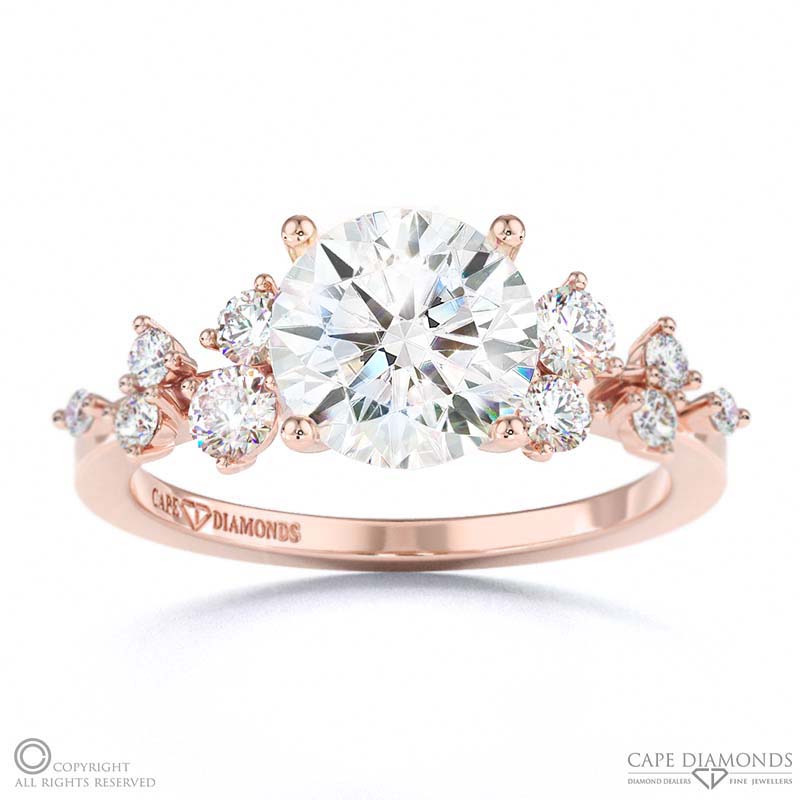 fairy natural diamond engagement ring rose gold with 9k rose gold metal and round shape diamond